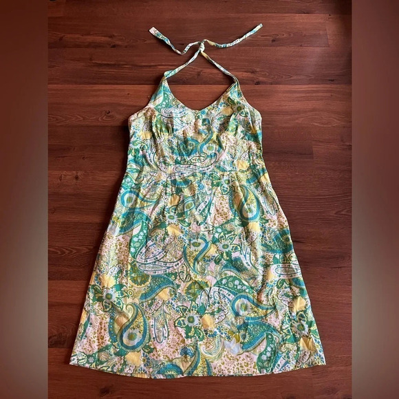 Vintage Paisley Retro Halter Dress - Picture 1 of 10
